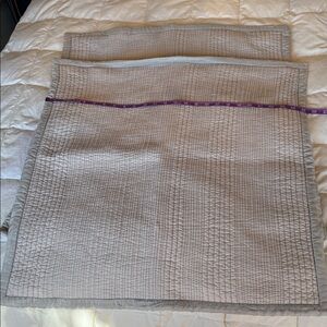 Two Luxury Linen pillow shams w zippers, light gray